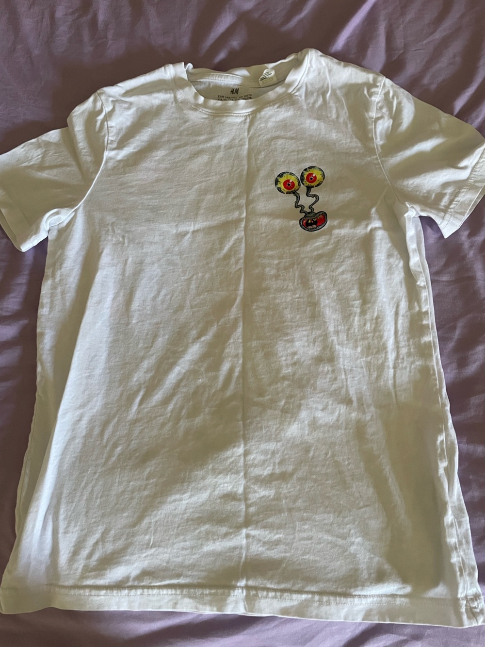 H & M White Kids Graphic Tee with Colorful Eyeball Design